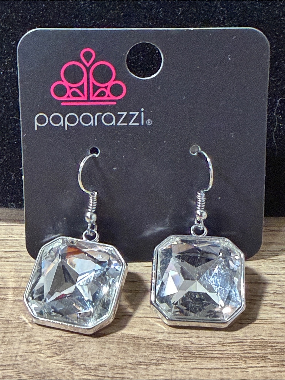 Paparazzi Clear Faceted Drop Earrings - Silver Tone